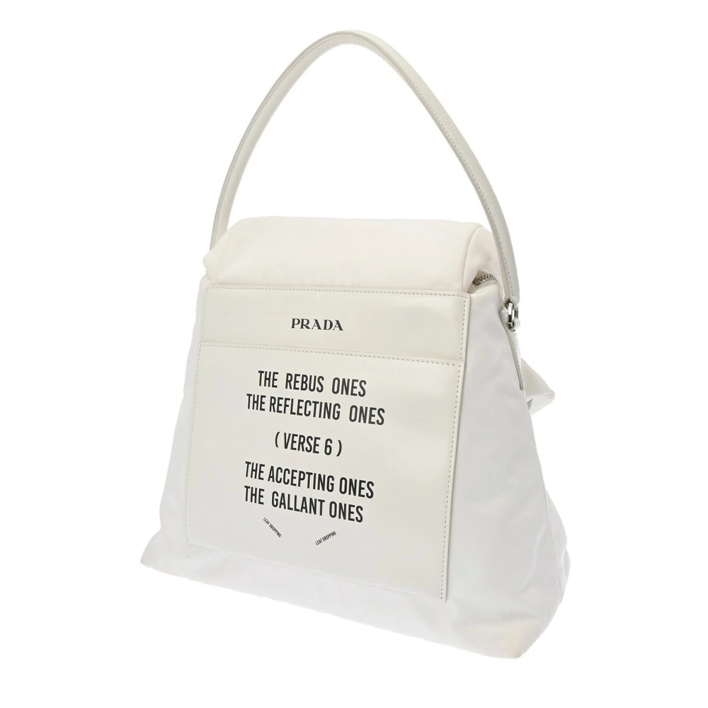 Prada White Leather Hobo Bag Signo